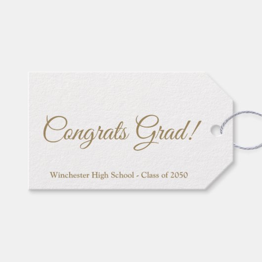 Gefeliciteerd afstudeerder gouden script schooljaa cadeaulabel (Voorkant (Horizontaal))