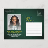 Gefeliciteerd Afstudeerder Green en Gold Save the  Aankondigingskaart (Achterkant)