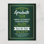 Gefeliciteerd Afstudeerder Green en Gold Save the  Aankondigingskaart (Voorkant)