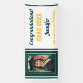 Gefeliciteerd Afstudeerder Green Gold White Afstud Spandoek (Verticaal)