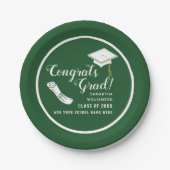 Gefeliciteerd Afstudeerder Groen en Wit Klasse van Papieren Bordje (Voorkant)