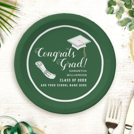 Gefeliciteerd Afstudeerder Groen en Wit Klasse van Papieren Bordje