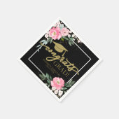 Gefeliciteerd Afstudeerder Hot Pink Floral Afstude Servet (Hoek)