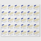 Gefeliciteerd Afstudeerder Jaar Monogram Blauw Gou Cadeaupapier (Vlak)