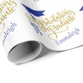 Gefeliciteerd Afstudeerder Jaar Monogram Blauw Gou Cadeaupapier (Rol Hoek)