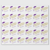 Gefeliciteerd Afstudeerder Jaar Monogram Paarse Go Cadeaupapier (Vlak)