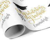 Gefeliciteerd Afstudeerder Jaar Monogram Zwart Gou Cadeaupapier (Rol Hoek)