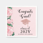 Gefeliciteerd Afstudeerder Klasse 2025 Bloemenroze Servet (Voorkant)