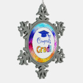 Gefeliciteerd Afstudeerder kleuren, Fun Tin Sneeuwvlok Ornament (Links)