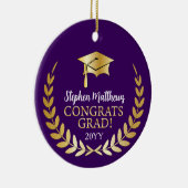 Gefeliciteerd Afstudeerder Laurel WreatYear Naam D Keramisch Ornament (Rechts)