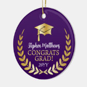 Gefeliciteerd Afstudeerder Laurel WreatYear Naam D Keramisch Ornament (Links)