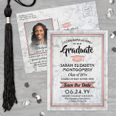 Gefeliciteerd Afstudeerder Marmer en Roze Save the Aankondigingskaart