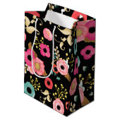 Gefeliciteerd Afstudeerder. Modern bloemmotief Medium Cadeauzakje (Achterkant Gekanteld)