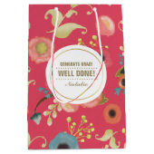 Gefeliciteerd Afstudeerder. Modern bloemmotief Medium Cadeauzakje (Voorkant)