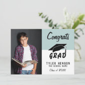 Gefeliciteerd Afstudeerder Modern Blue Photo Afstu (Staand voorkant)