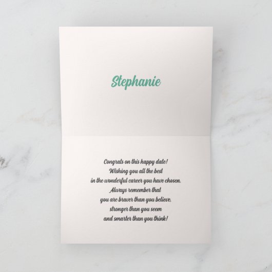 Gefeliciteerd Afstudeerder. Modern Floral Custom K Kaart (Binnen)