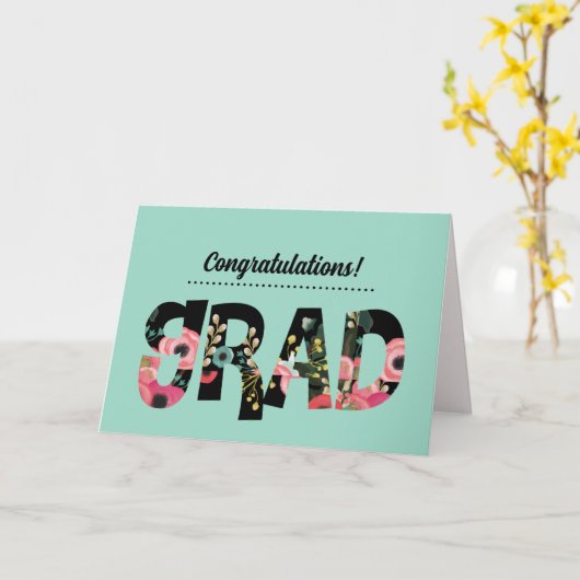 Gefeliciteerd Afstudeerder. Modern Floral Custom K Kaart (Gele Bloem)