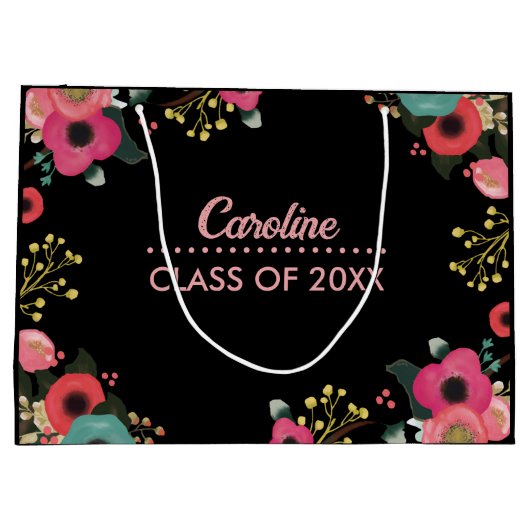 Gefeliciteerd Afstudeerder. Modern Floral Custom Large Cadeautasje (Achterkant)