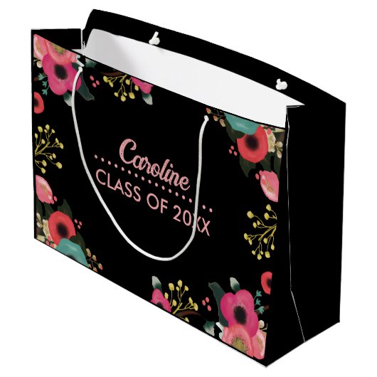 Gefeliciteerd Afstudeerder. Modern Floral Custom Large Cadeautasje (Achterkant Gekanteld)
