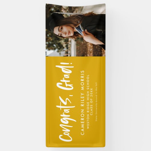 Gefeliciteerd afstudeerder modern geel afstuderen  spandoek (Verticaal)