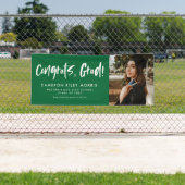 Gefeliciteerd afstudeerder modern groen afstuderen spandoek (Insitu)