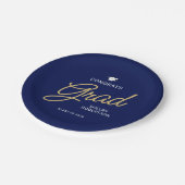 Gefeliciteerd Afstudeerder Modern Script Navy Blue Papieren Bordje (Gekanteld)