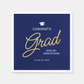 Gefeliciteerd Afstudeerder Modern Script Navy Blue Servet (Voorkant)