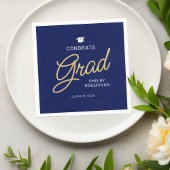 Gefeliciteerd Afstudeerder Modern Script Navy Blue Servet