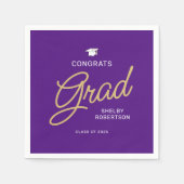 Gefeliciteerd Afstudeerder Modern Script Paarse Af Servet (Voorkant)