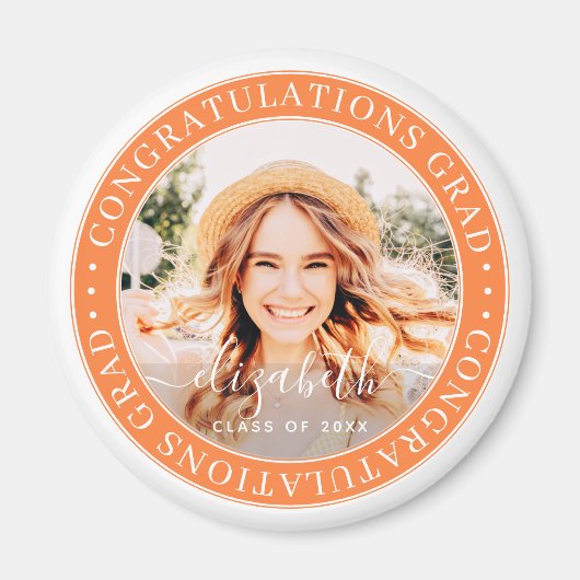Gefeliciteerd Afstudeerder Moderne Aangepaste Foto Magneet (Voorkant)