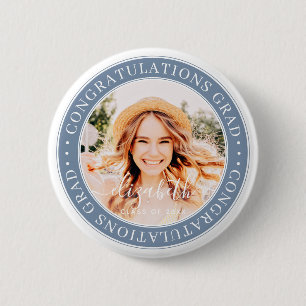 Gefeliciteerd Afstudeerder Moderne Aangepaste Foto Ronde Button 5,7 Cm