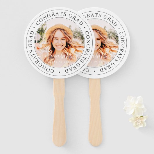 Gefeliciteerd Afstudeerder Moderne Eenvoudige aang Handwaaier (Voorkant en achterkant)