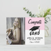 Gefeliciteerd Afstudeerder Moderne roze foto Afstu (Staand voorkant)