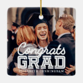 Gefeliciteerd Afstudeerder Moderne Simple Preppy F Keramisch Ornament (Achterkant)