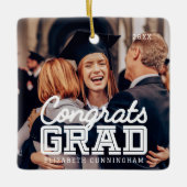 Gefeliciteerd Afstudeerder Moderne Simple Preppy F Keramisch Ornament (Voorkant)