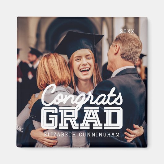 Gefeliciteerd Afstudeerder Moderne Simple Preppy F Magneet (Voorkant)