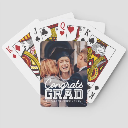 Gefeliciteerd Afstudeerder Moderne Simple Preppy F Pokerkaarten (Achterkant)