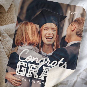 Gefeliciteerd Afstudeerder Moderne Simple Preppy F Sherpa Deken