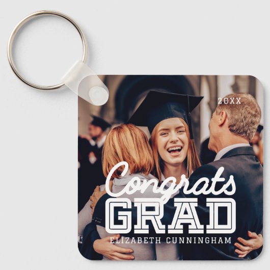 Gefeliciteerd Afstudeerder Moderne Simple Preppy F Sleutelhanger (Voorkant)