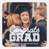 Gefeliciteerd Afstudeerder Moderne Simple Preppy F Vierkante Sticker (Voorkant)