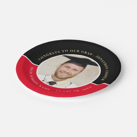 Gefeliciteerd Afstudeerder Naam Foto Gold Black Re Papieren Bordje (Gekanteld)