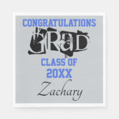 Gefeliciteerd Afstudeerder NAAM Silver Blue Servet (Voorkant)