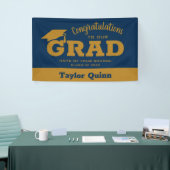 Gefeliciteerd Afstudeerder Navy Blue en Gold Spandoek (Beurs)