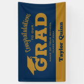 Gefeliciteerd Afstudeerder Navy Blue en Gold Spandoek (Verticaal)
