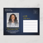 Gefeliciteerd Afstudeerder Navy Blue & Gold Save t Aankondigingskaart (Achterkant)