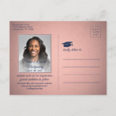 Gefeliciteerd Afstudeerder Navy Blue & Pink Save t Aankondigingskaart (Achterkant)