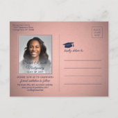 Gefeliciteerd Afstudeerder Navy Blue & Pink Save t Aankondigingskaart (Achterkant)