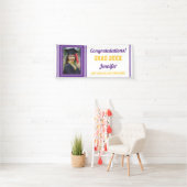 Gefeliciteerd Afstudeerder Paars Gold White Foto A Spandoek (Insitu)