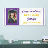 Gefeliciteerd Afstudeerder Paars Gold White Foto A Spandoek (Beurs)