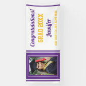 Gefeliciteerd Afstudeerder Paars Gold White Foto A Spandoek (Verticaal)